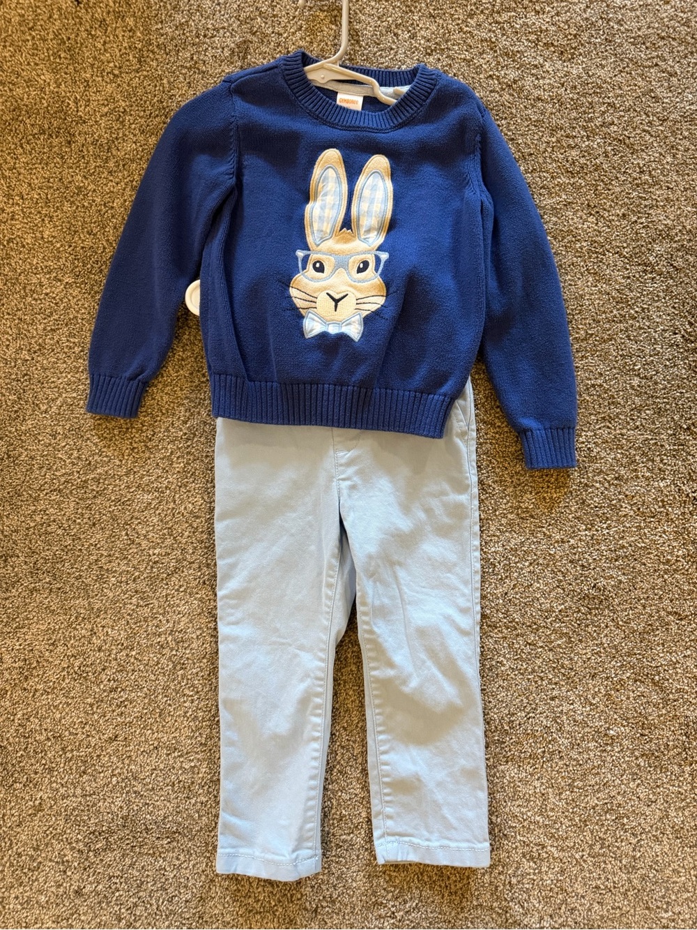 The Children's Place Navy Bunny Sweater with Light Blue Leggings